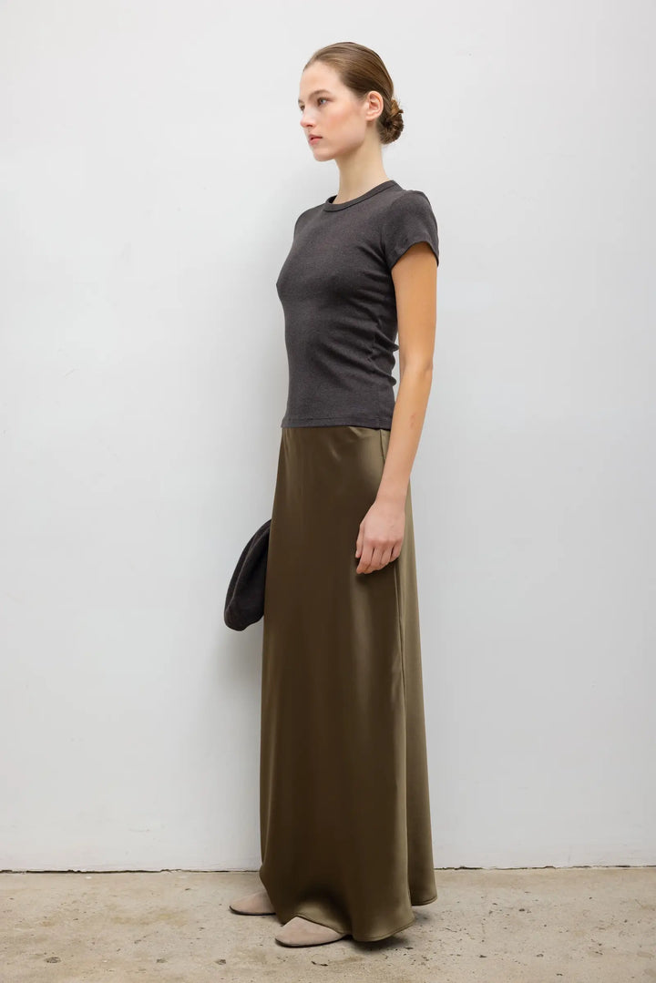 Barb Bias Ankle Skirt - Olive