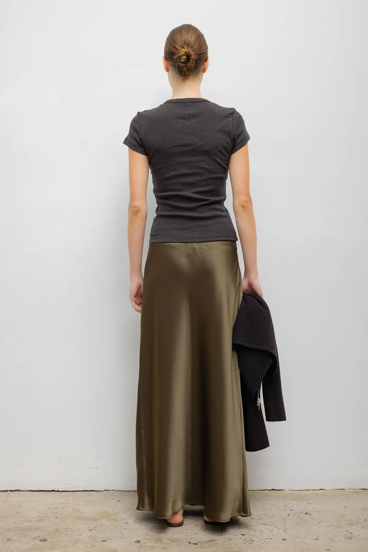 Barb Bias Ankle Skirt - Olive