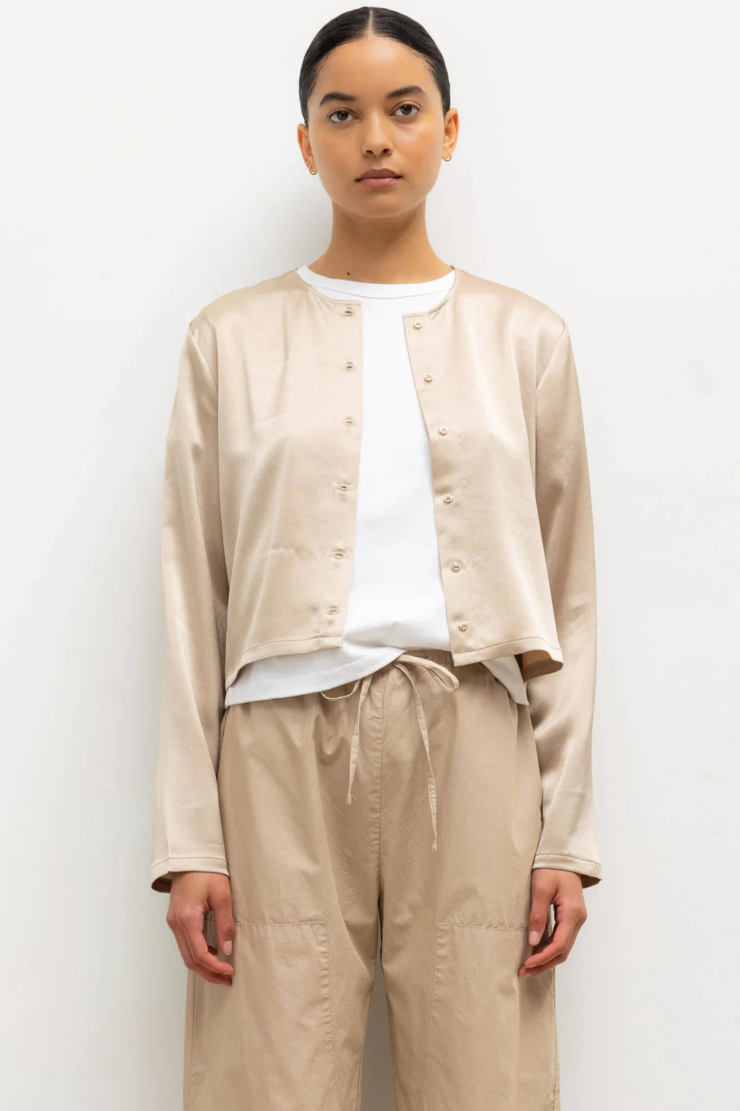 Barb Crew Cardigan - Sand