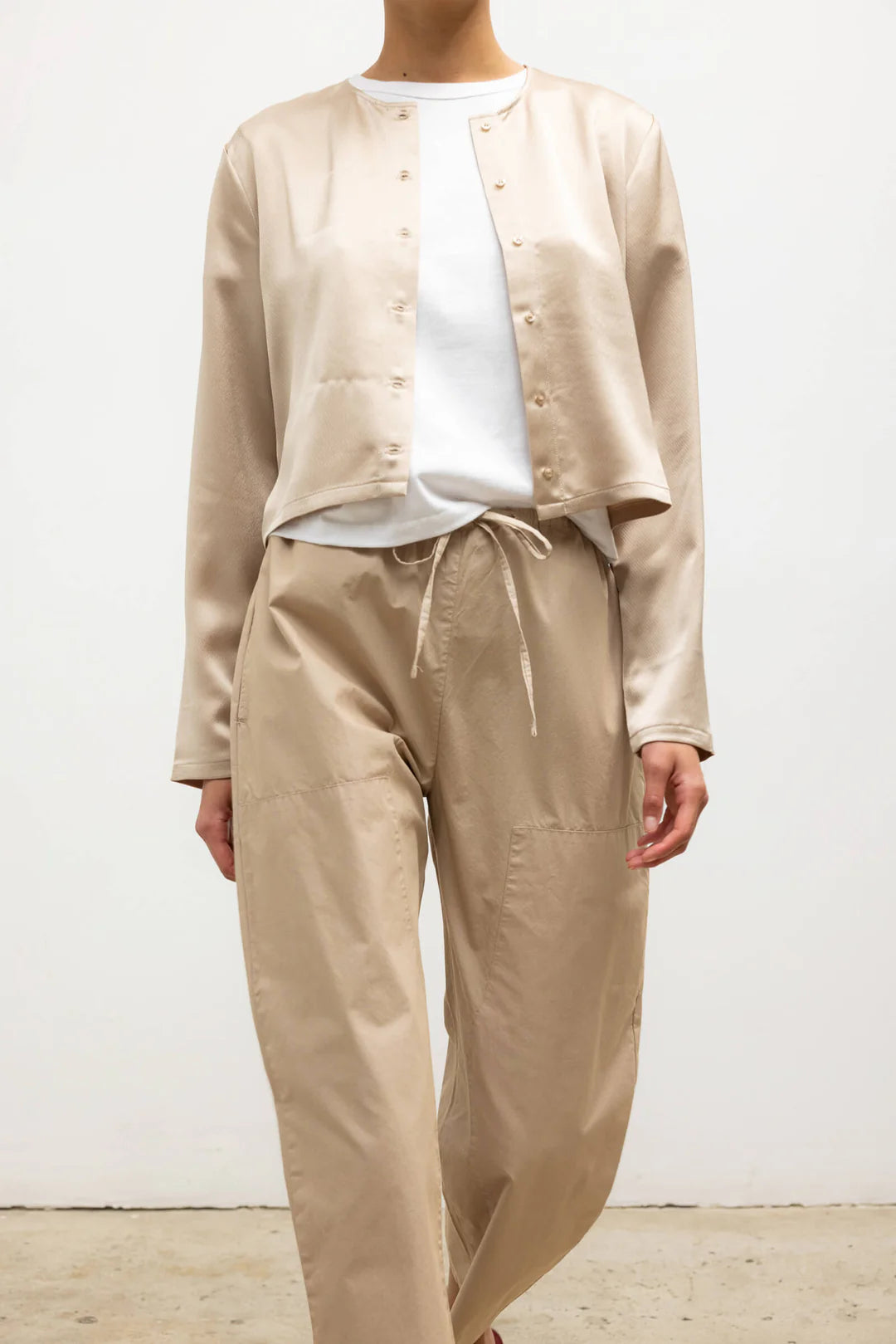 Barb Crew Cardigan - Sand