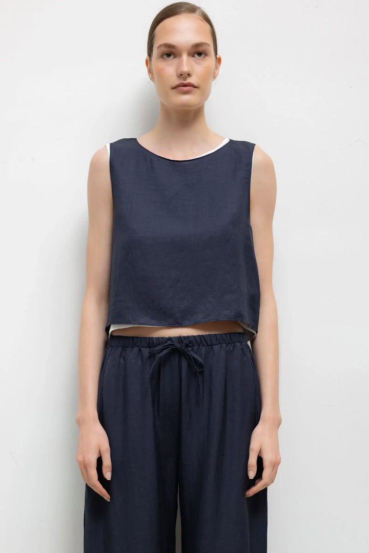 Daniel Crop Sleeveless Crew - Midnight