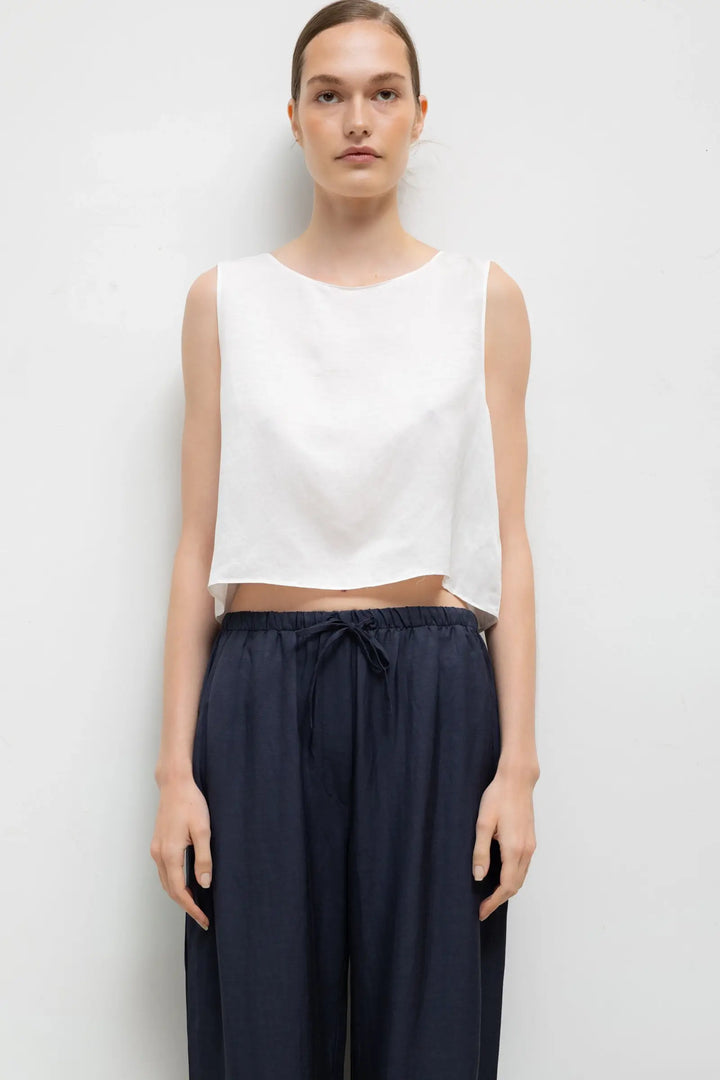 Daniel Crop Sleeveless Crew - Parchment