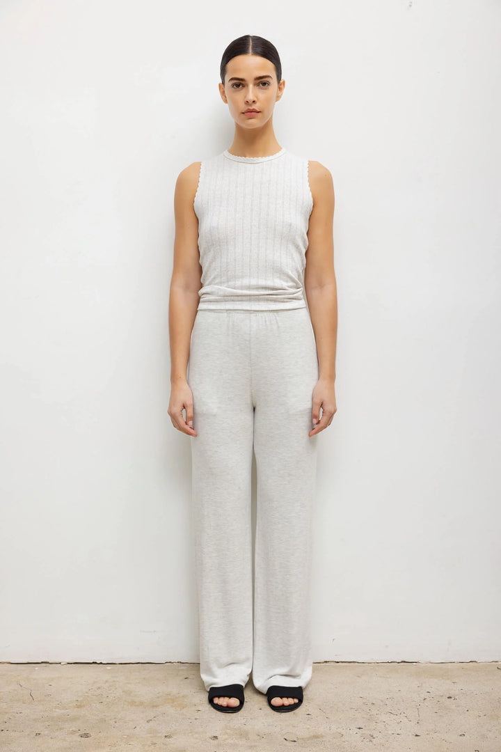 Pointelle Sleeveless Crew - Cloud Melange