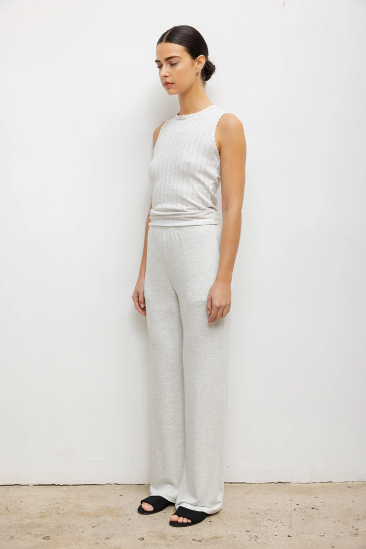 Pointelle Sleeveless Crew - Cloud Melange