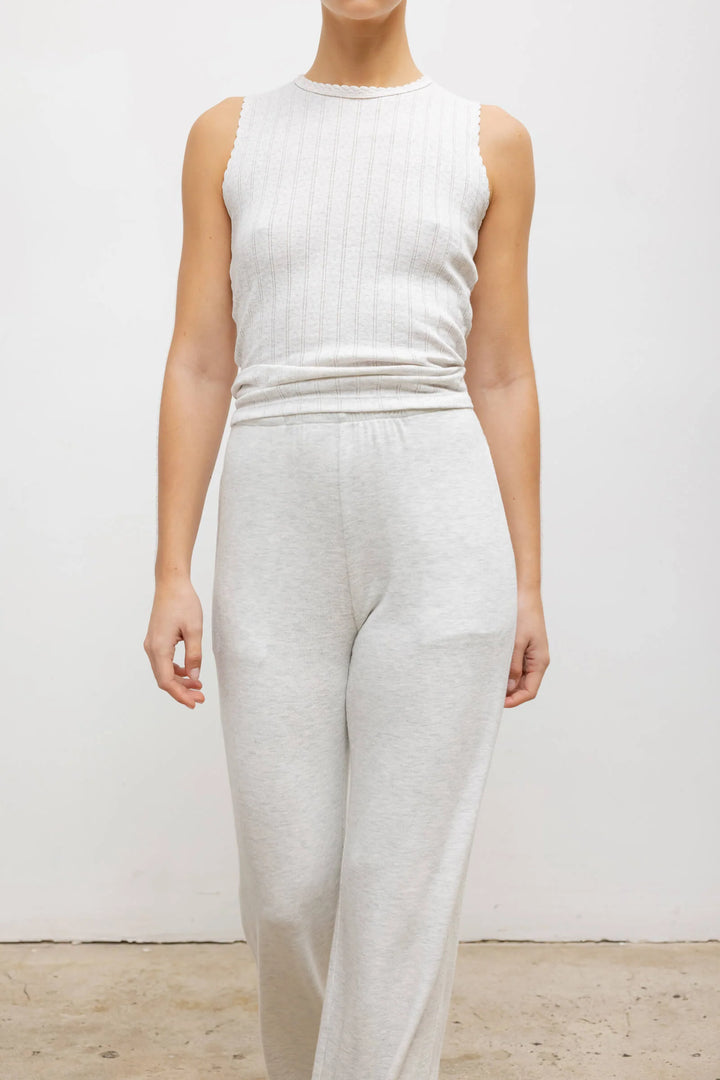 Pointelle Sleeveless Crew - Cloud Melange