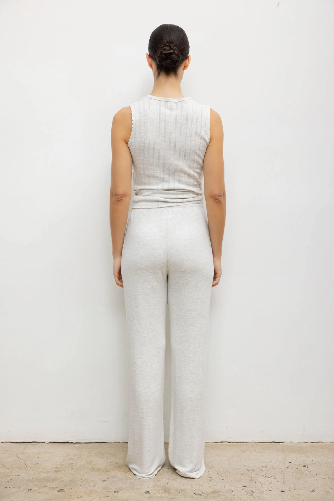 Pointelle Sleeveless Crew - Cloud Melange