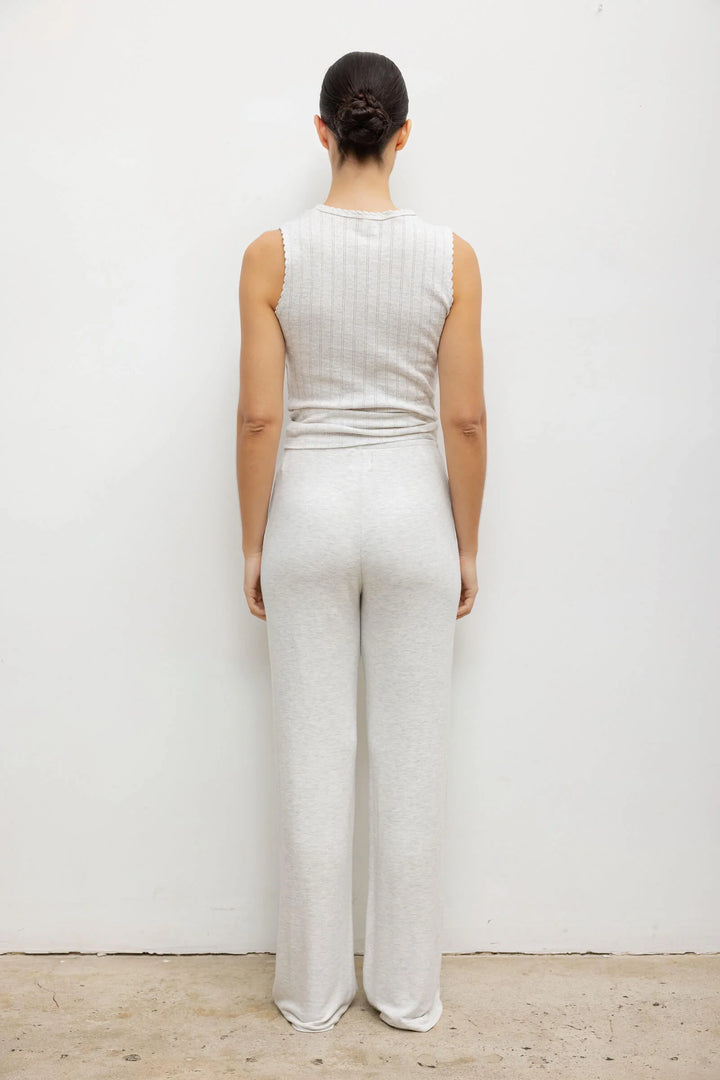 Pointelle Sleeveless Crew - Cloud Melange