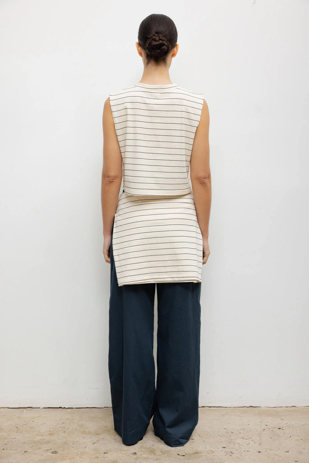 Margo Stripe Sleeveless Henley - Natural/Midnight Stripe
