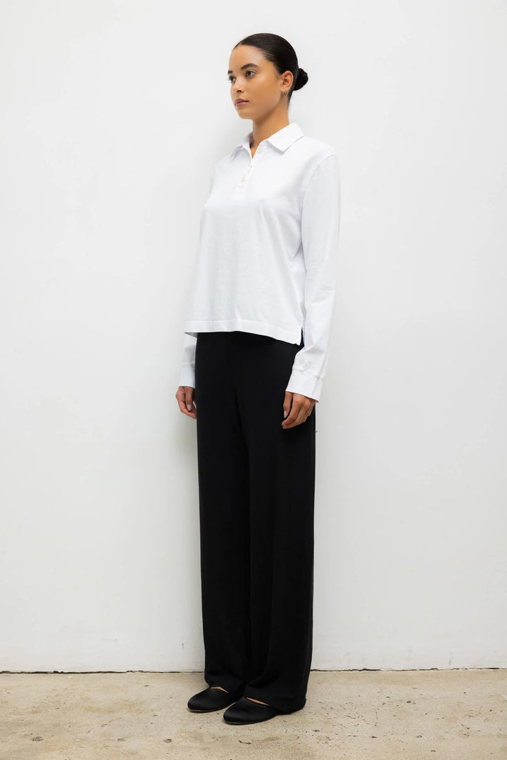 Margo Long Sleeve Polo - White