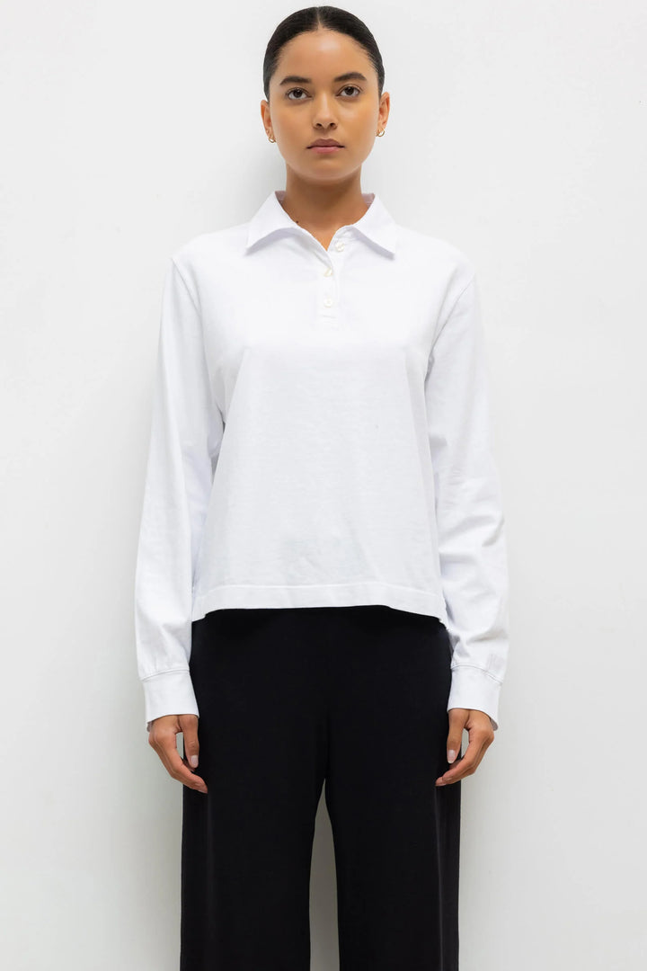 Margo Long Sleeve Polo - White