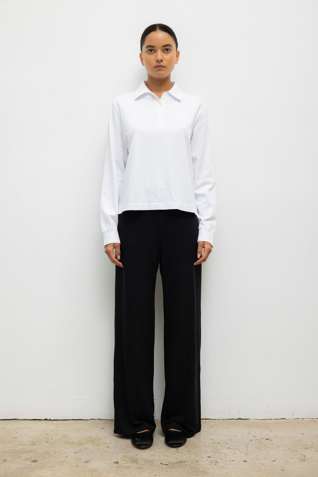 Margo Long Sleeve Polo - White