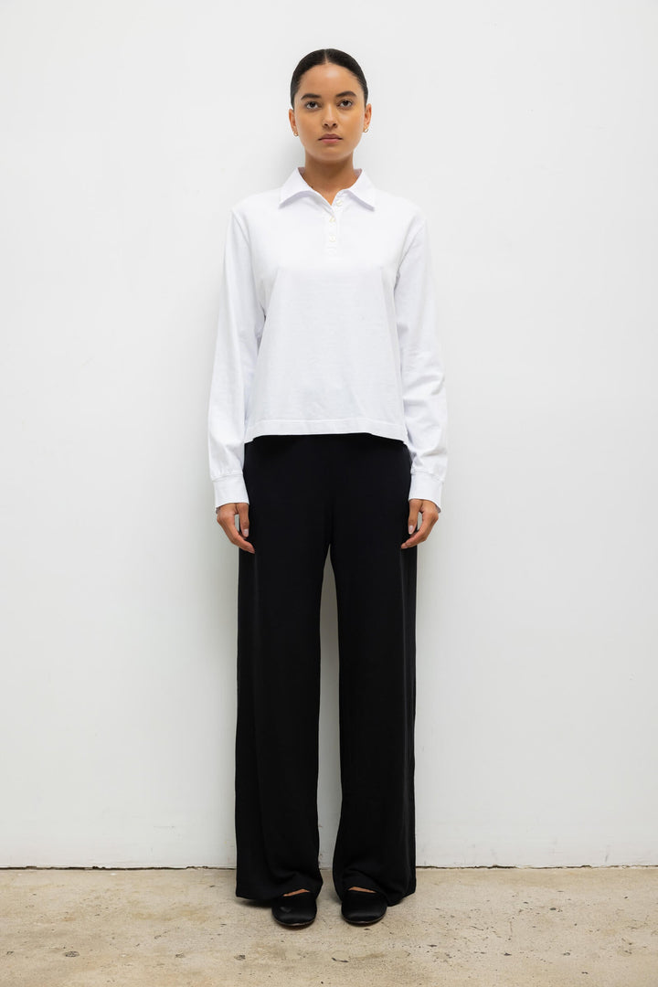 Margo Long Sleeve Polo - White