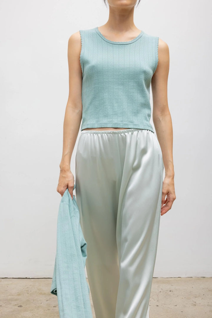 Pointelle Sleeveless Crew - Eucalyptus