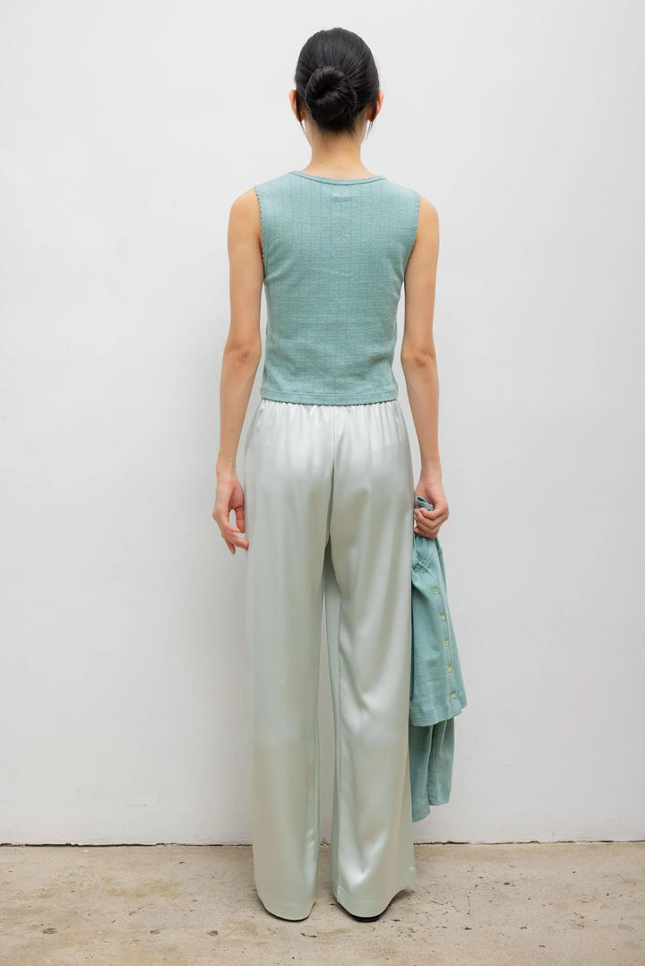 Pointelle Sleeveless Crew - Eucalyptus