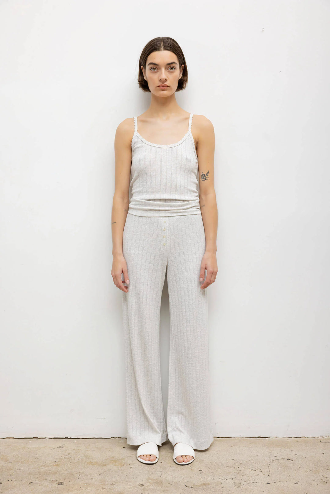 Pointelle Boxer Pant - Cloud Melange