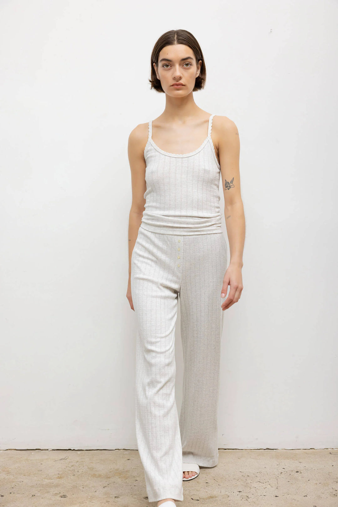 Pointelle Boxer Pant - Cloud Melange