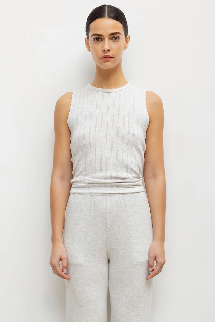 Pointelle Sleeveless Crew - Cloud Melange