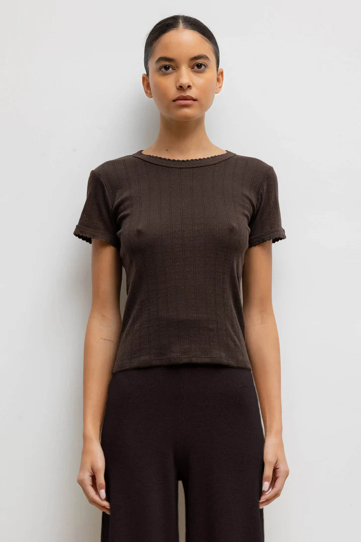 Pointelle Slim Fit Tee - Choco