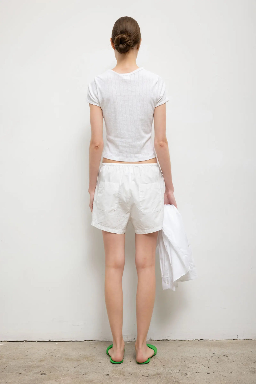 Pointelle Short Sleeve Cardigan - White
