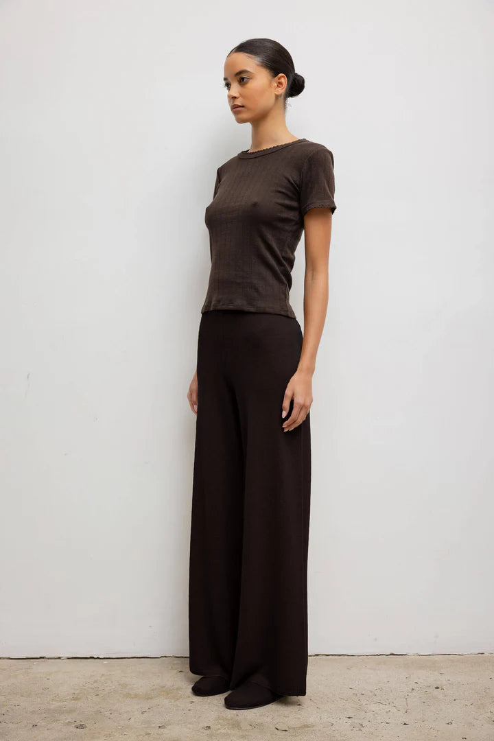 Pointelle Slim Fit Tee - Choco