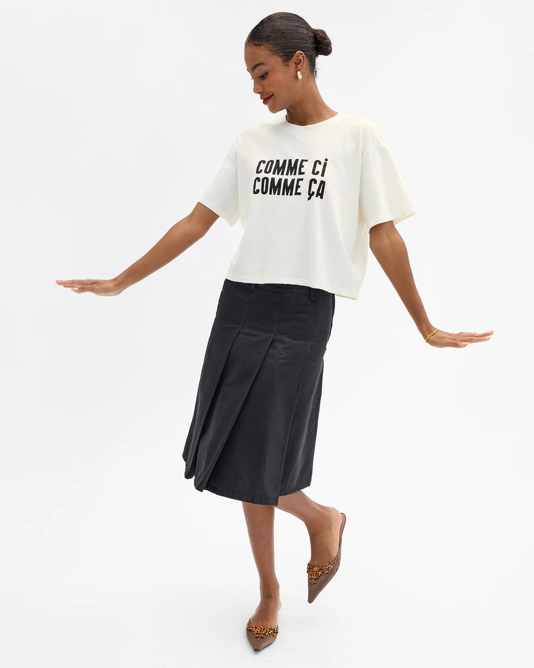 Le Carré Tee - Cream w/ Black Comme Ci Comme Ça