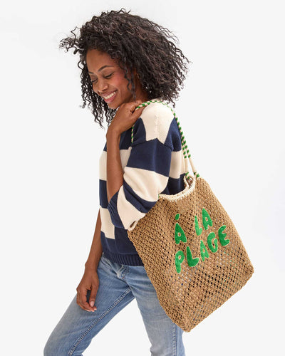 Lete Tote- A la Plage Tan/Green