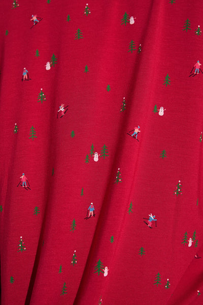 Gisele Printed Long PJ Set - Apres Ski Haute Red/Ivory