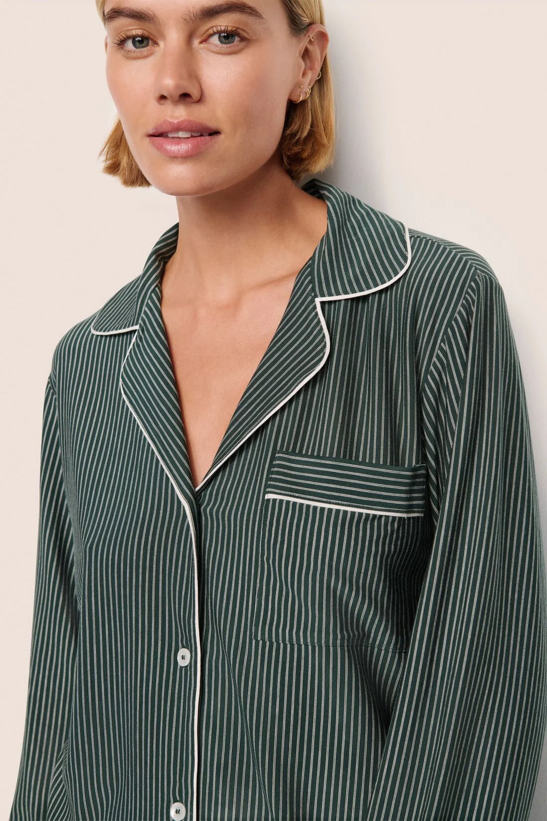 Gisele Long PJ Set - Pine/Ivory
