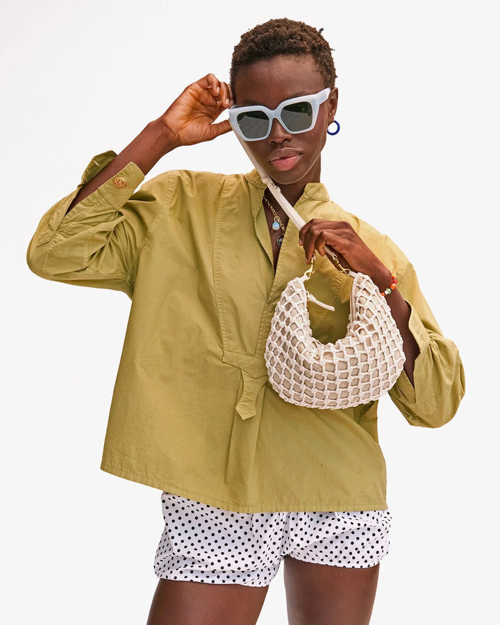 Lune - White Knot Woven Leather