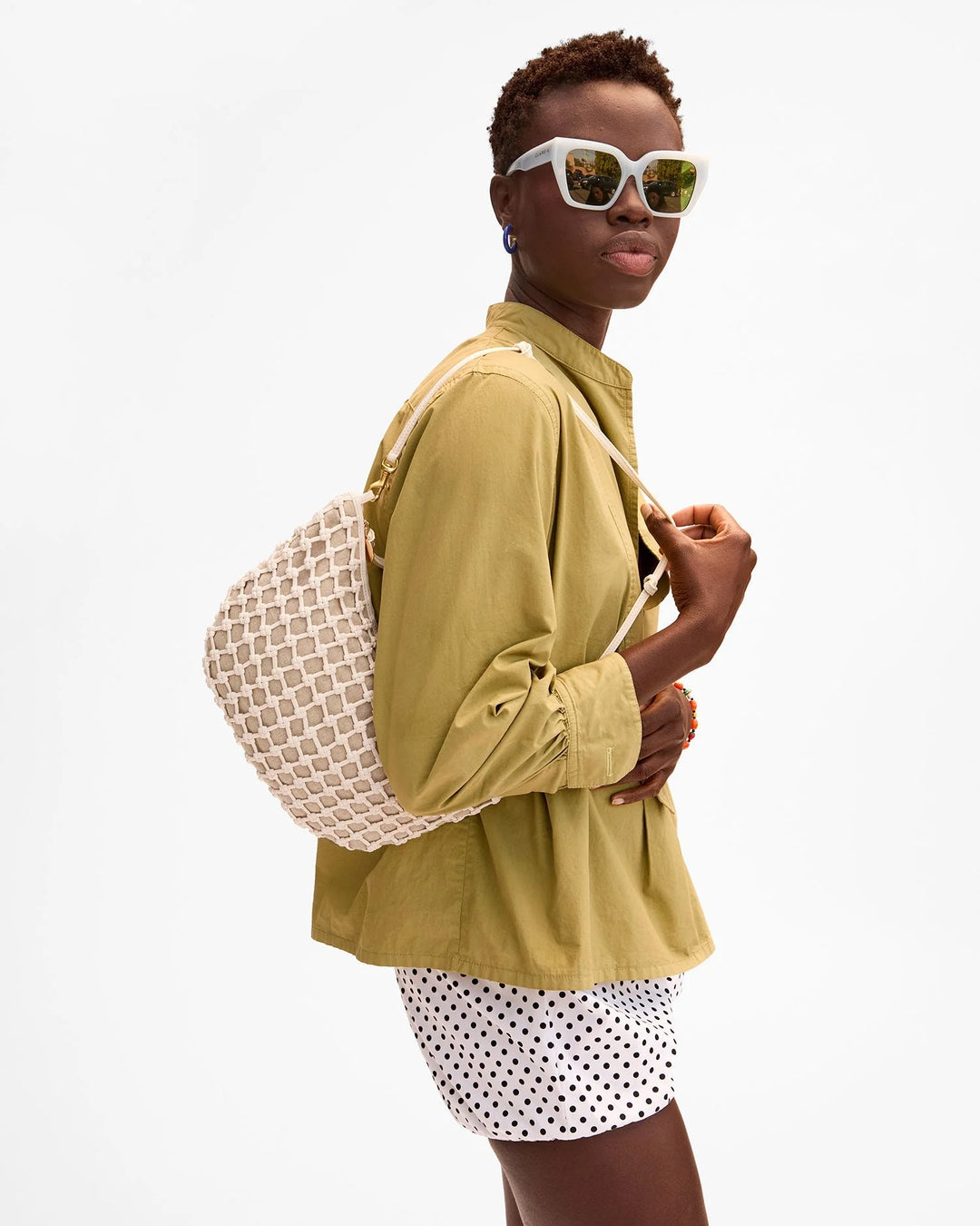 Lune - White Knot Woven Leather