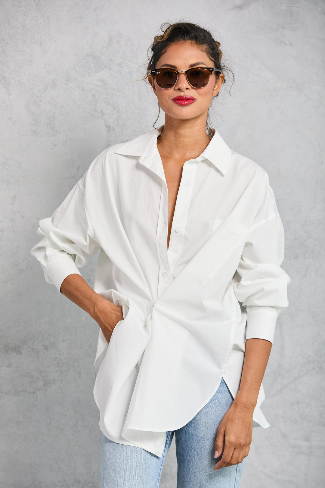 Diana Wrap Shirt in Poplin - White