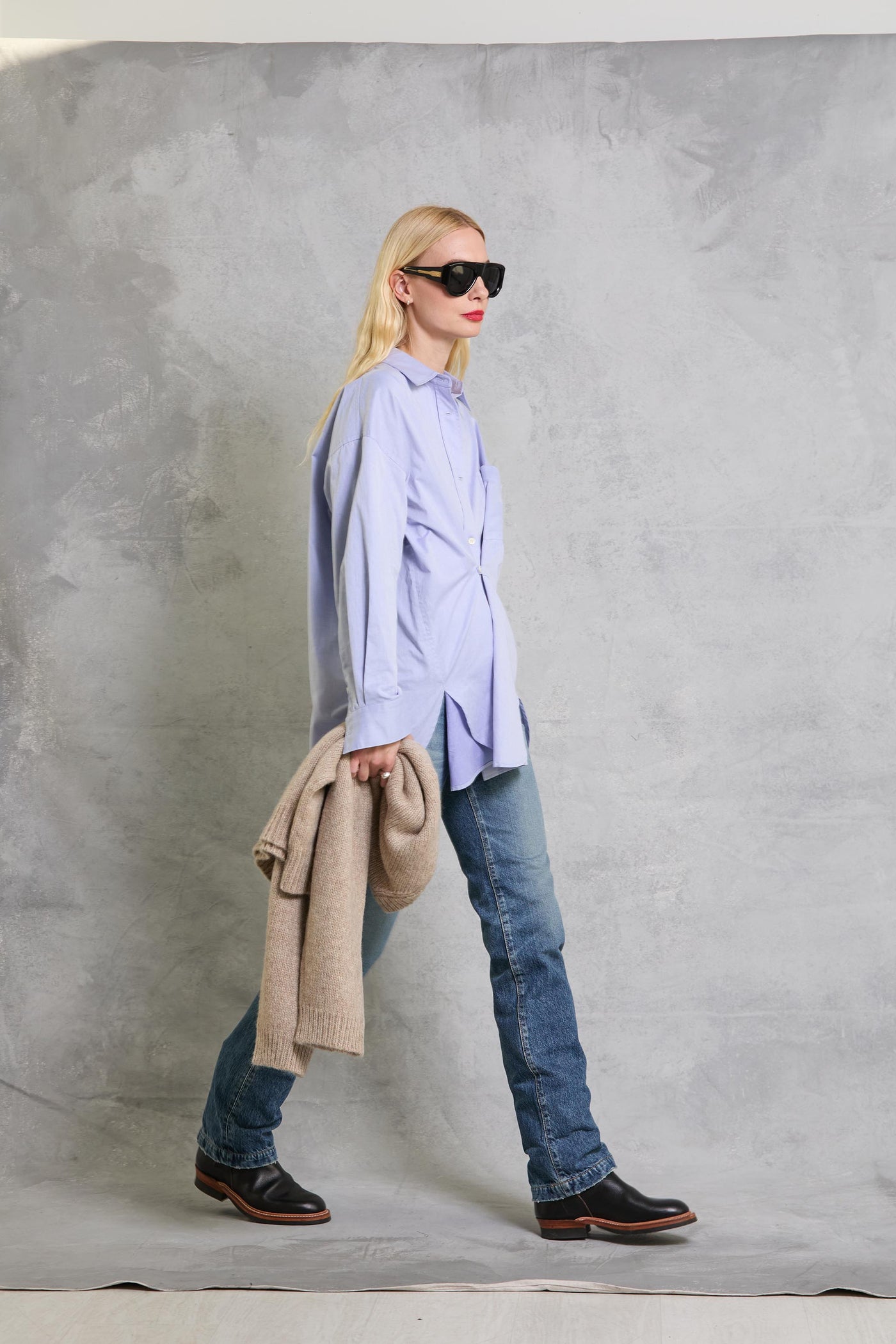 Diana Wrap Shirt in Poplin - Twill Blue