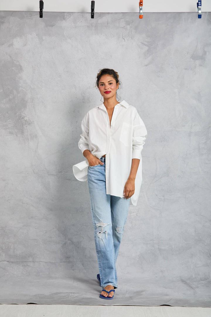 Diana Wrap Shirt in Poplin - White