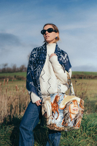 Large Bandana Scarf - Navy