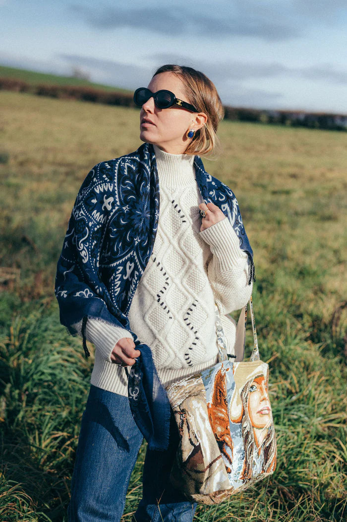 Large Bandana Scarf - Navy
