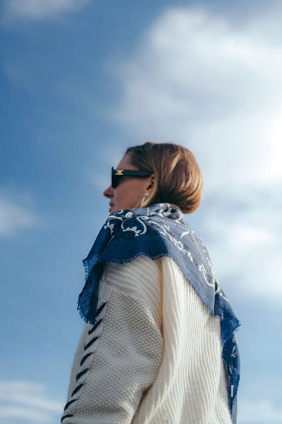 Large Bandana Scarf - Navy