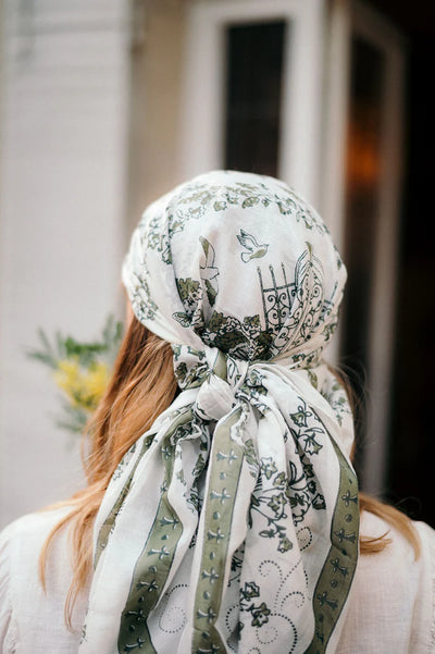 Toile de Jouy Scarf - Green