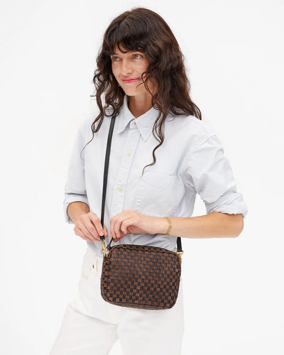 Midi Sac - Black/Chocolate Woven Checker
