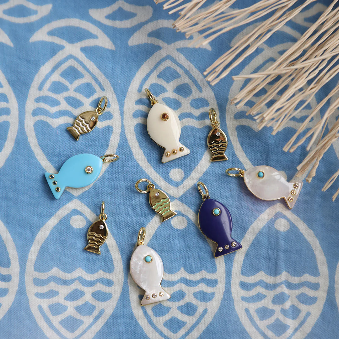 Mini Fish Charm - Navy