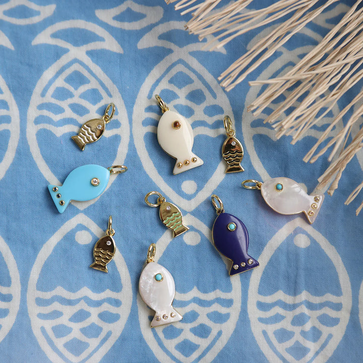 Mini Fish Charm - Navy
