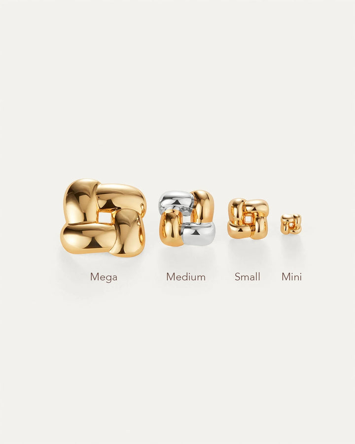 Small Woven Square Earrings - Gold