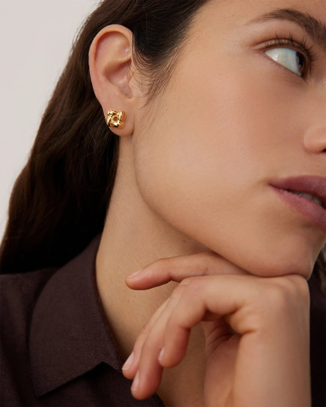 Mini Woven Square Earrings - Gold