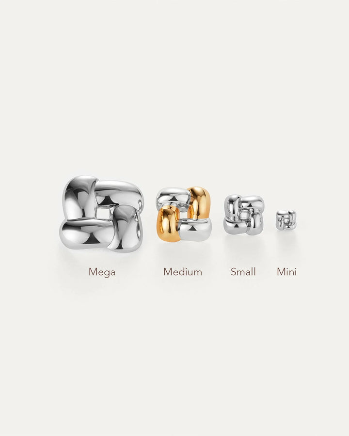 Small Woven Square Earrings - Silver