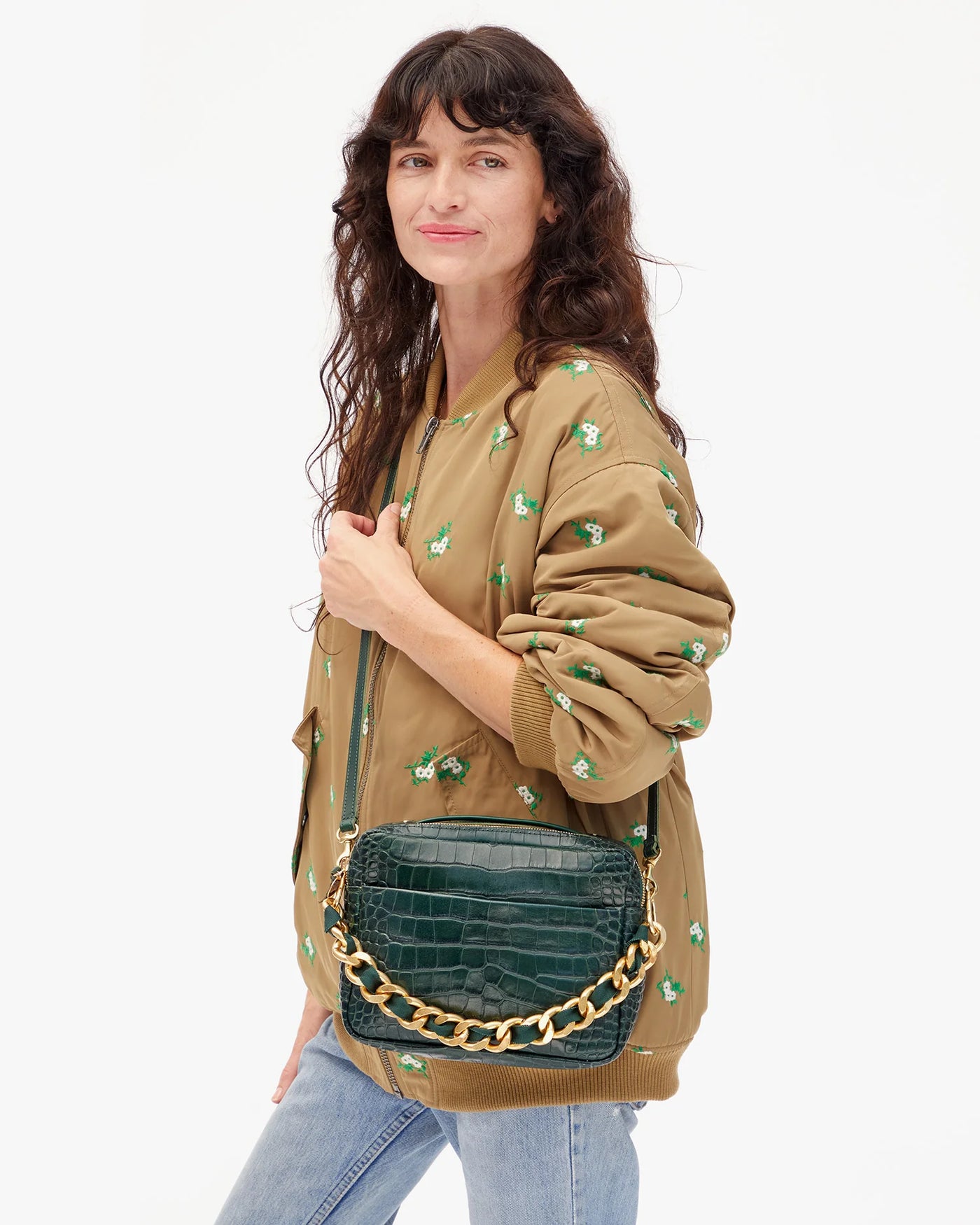 Shortie Strap - Evergreen Grosgrain Chain