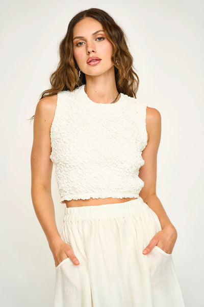 Lucia Smocked Top - White