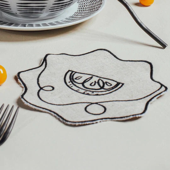 Line Drawing Embroidered Linen Coasters - Thumbnail 3