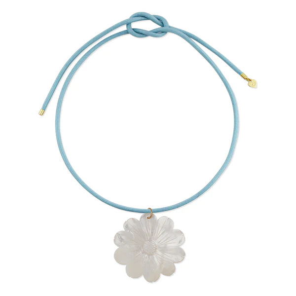 Blue Cord Necklace with MOP Daisy