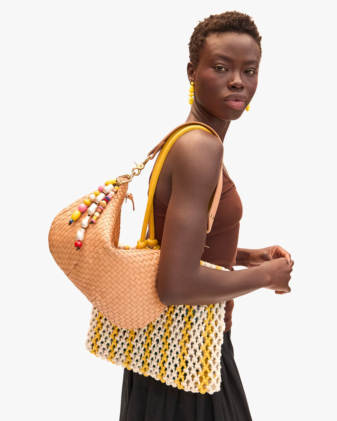 Moyen Messenger - Bisque Woven Checker