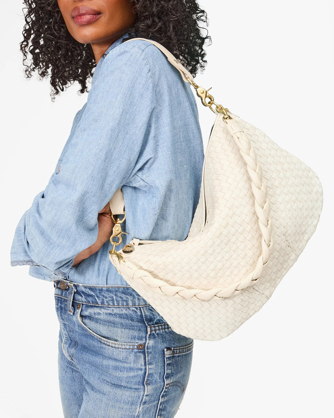 Moyen Messenger  - Cream Woven Checker