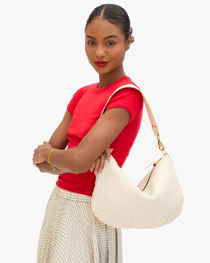 Moyen Messenger  - Cream Woven Checker